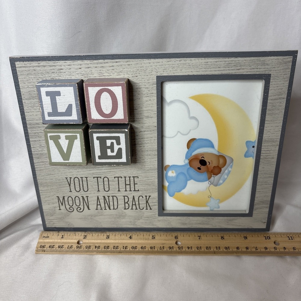 Love You To The Moon And Back Baby Nursery Picture Frame 4x6" Blocks